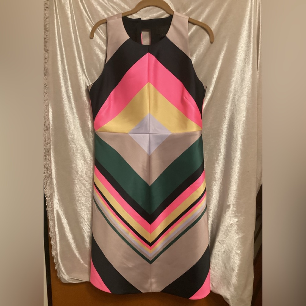 J.CREW COLLECTION Pop Sheath halter neck geometric Mini dress SZ 8